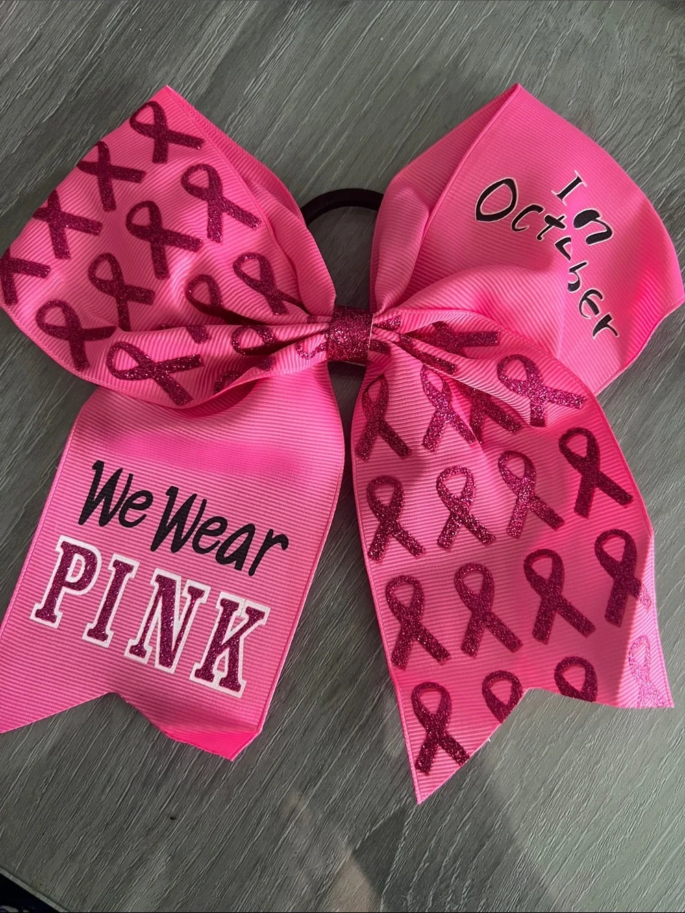 Breast Cancer Awareness Pink Ribbon Hair Bow